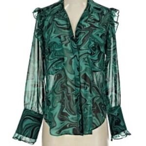 Misa Los Angeles Green Swirl Blouse